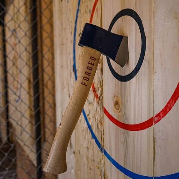 Axe throwing lane in Function Junction, Whistler