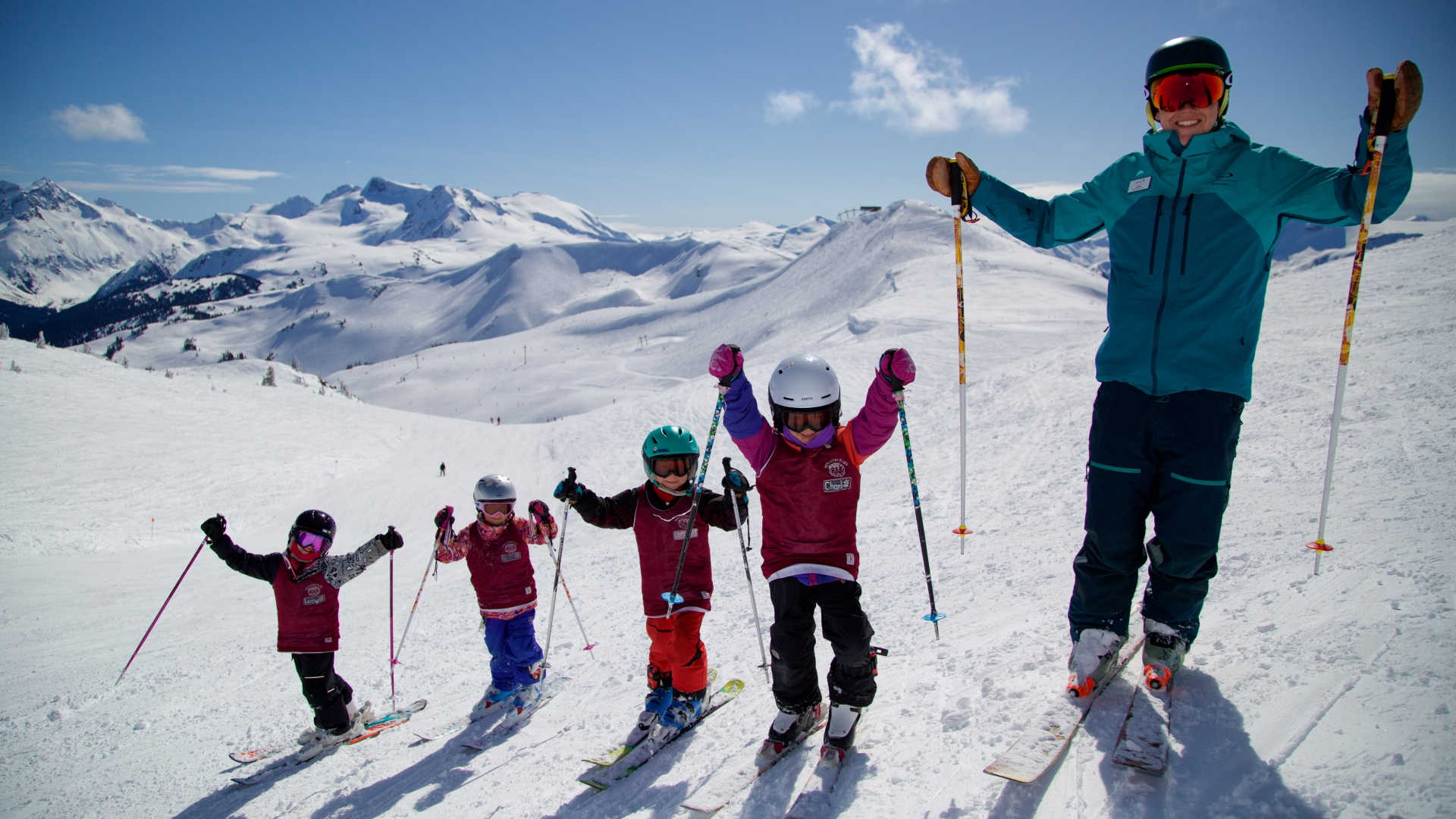 Children in a Whistler Blackcomb ski lesson