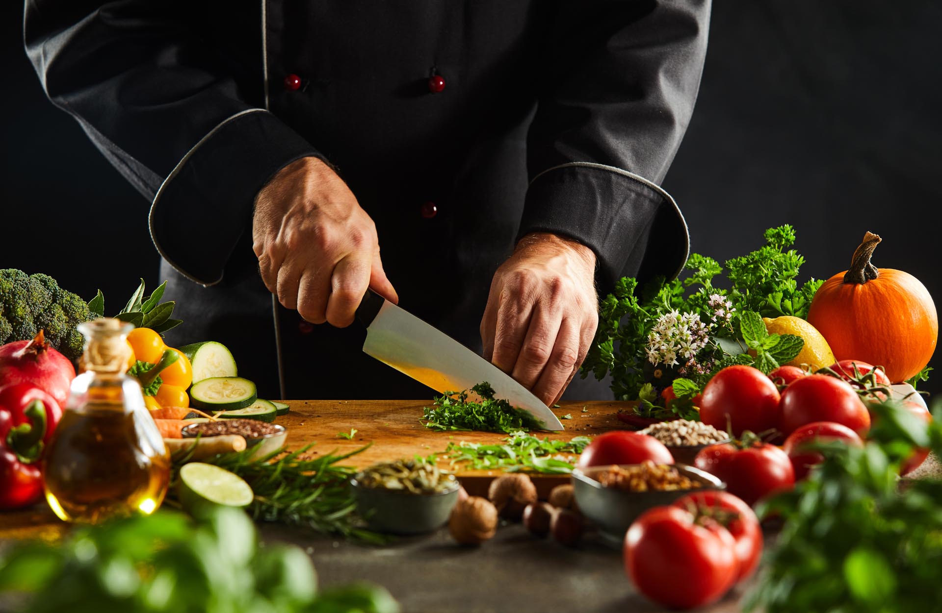 A private chef plating dinner in a Whistler chalet