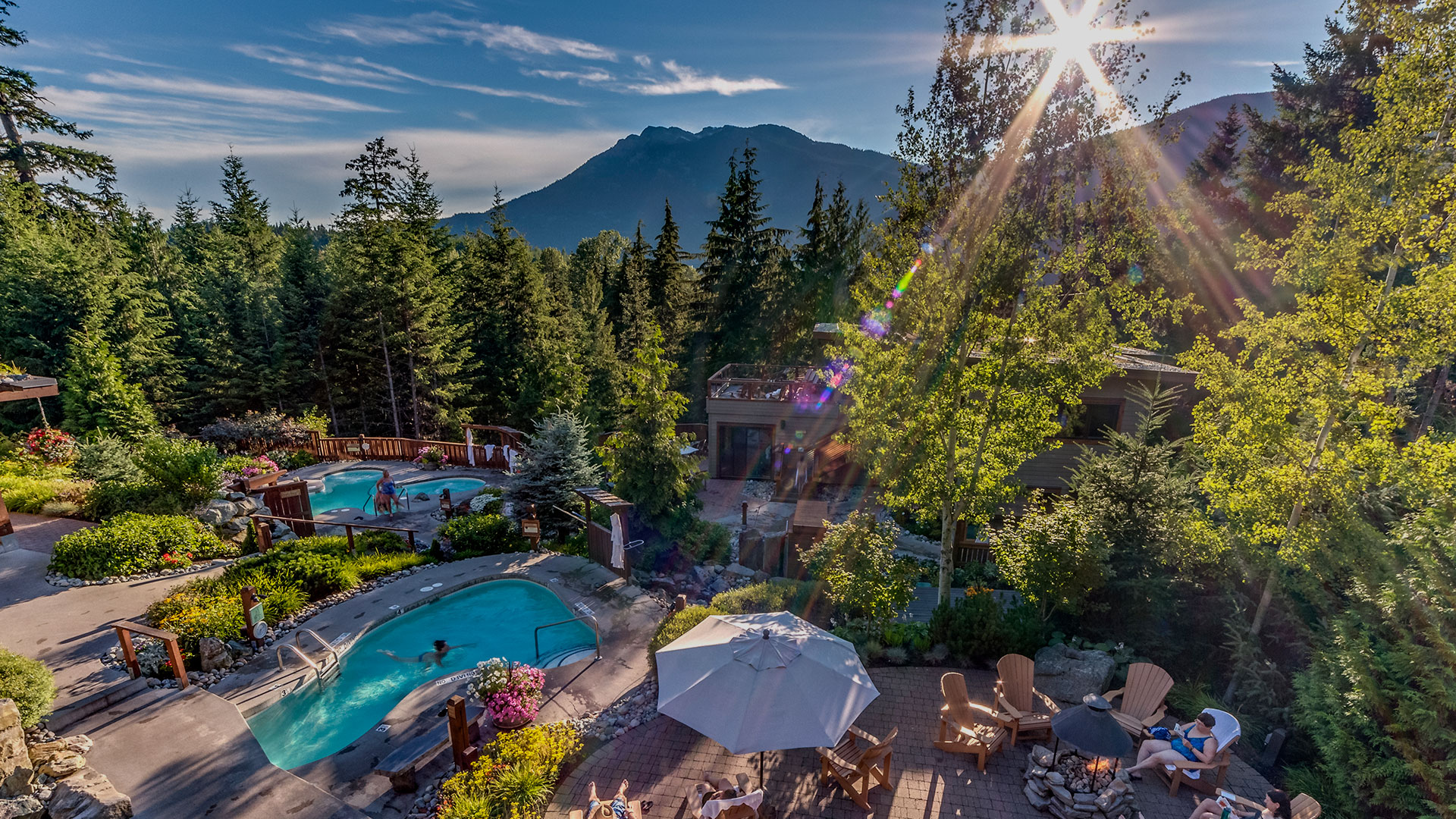 Outdoor pools at Scandinave Spa Whistler