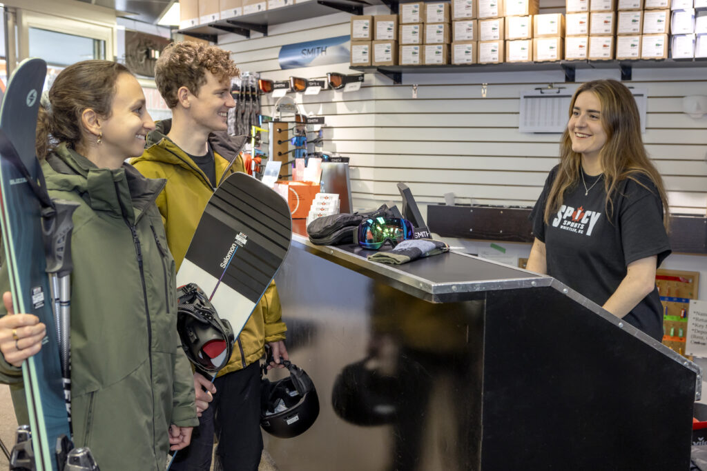 Spicy Sports rental shop at Le Chamois, Upper Village