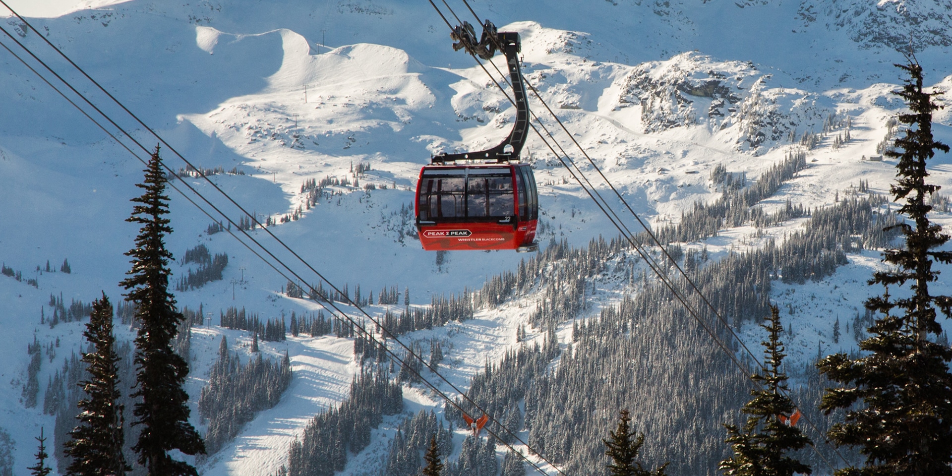 The PEAK 2 PEAK Gondola crossing between Whistler and Blackcomb